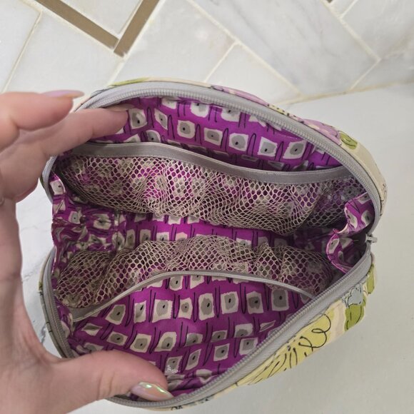 Vera Bradley Floral Quilted Cosmetic Zipper Pouch With Compartments 8" - Picture 5 of 7